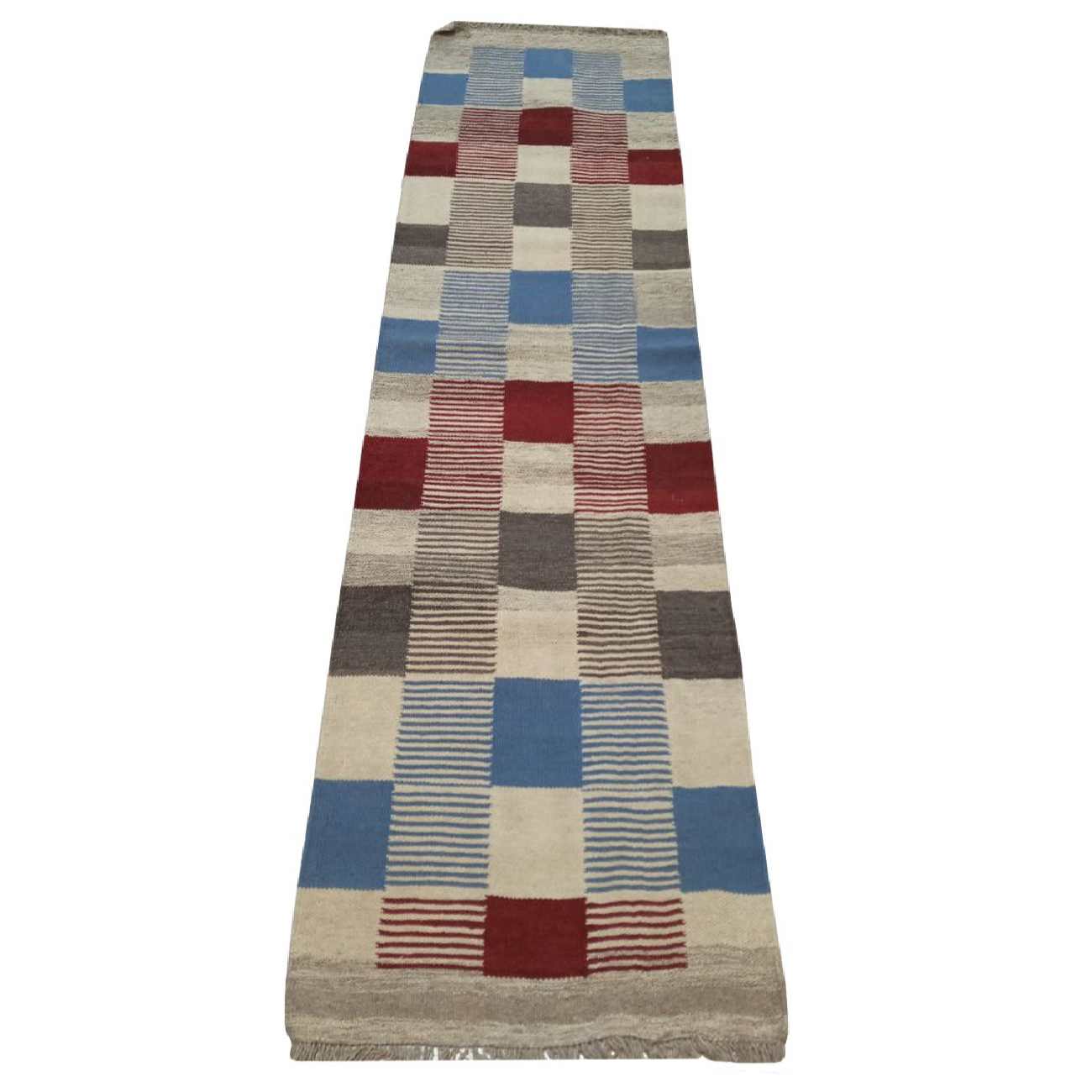 Price and Buy Original Persian Wool Kilim Rug Handwoven Checkered Cream - Image 7