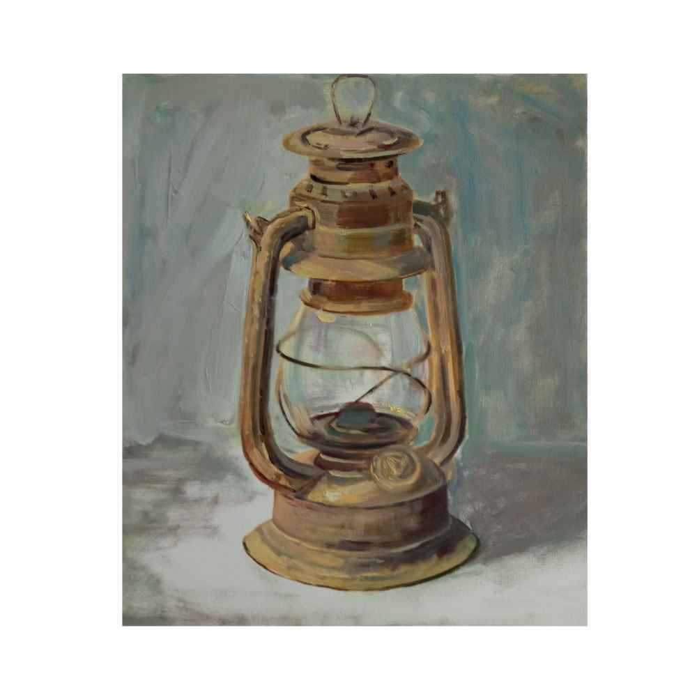 Price and Buy Original Realism Art Painting – Oil on Cardboard, Lantern Light