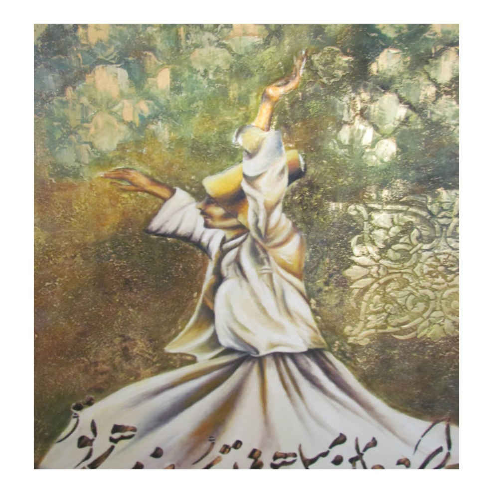 Price and Buy Original Sufi Art Painting – Oil on Canvas, Sama Dancing by Fatemeh Sheikh - Image 6