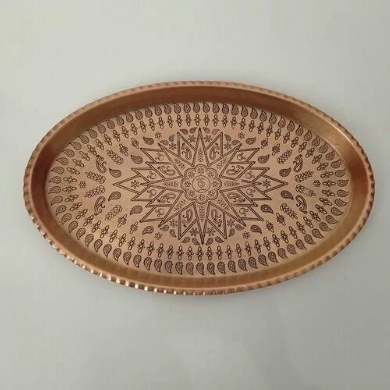 Price and Buy Oval Shaped Copper Serving Tray – Stunning Blend of Heritage & Functionality_690298801b26e.jpeg Price and Buy Oval Shaped Copper Serving Tray – Stunning Blend of Heritage & Functionality - Image 1