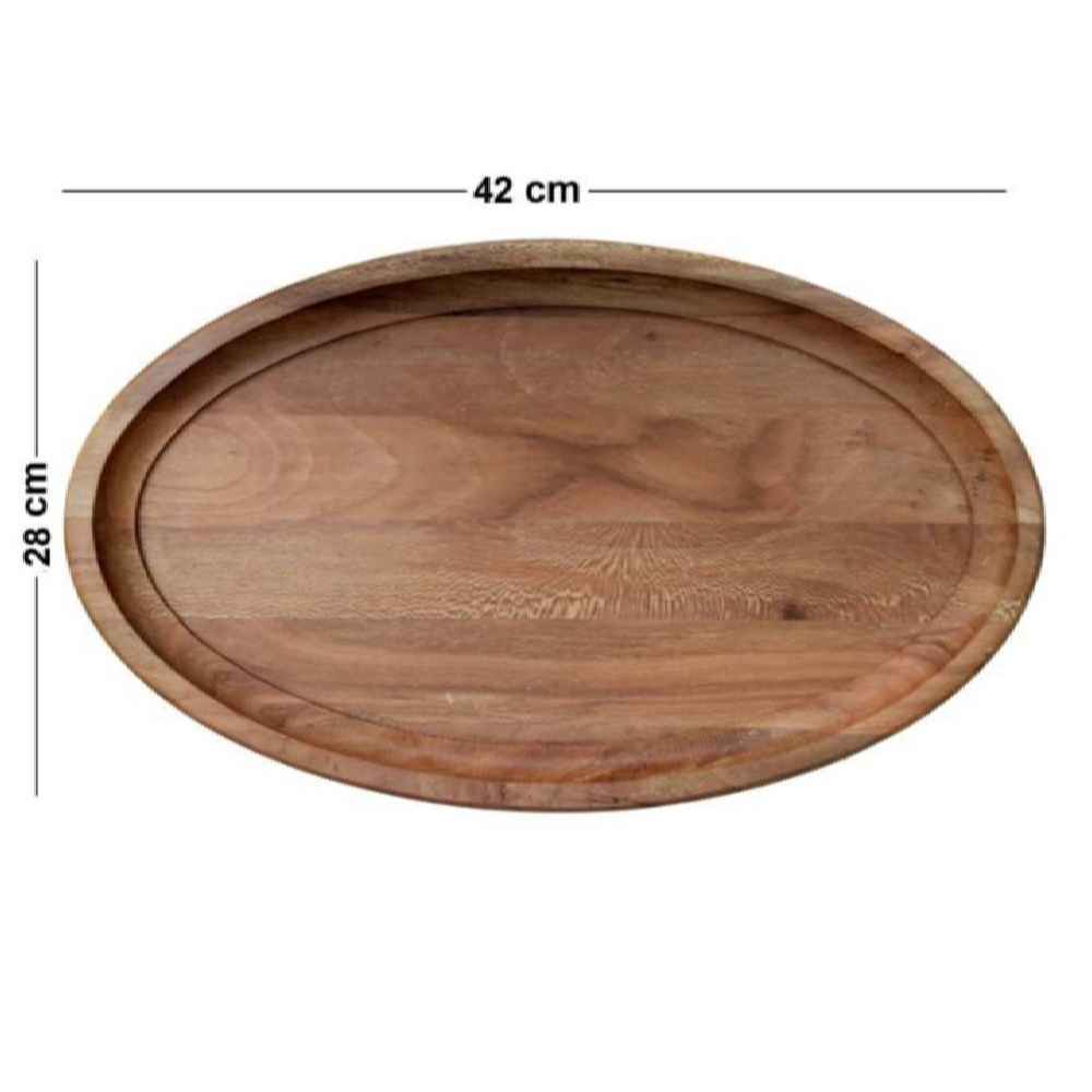 Price and Buy Oval-Shaped Rustic Tray – Wooden Serving Tray Model Simple - Image 3
