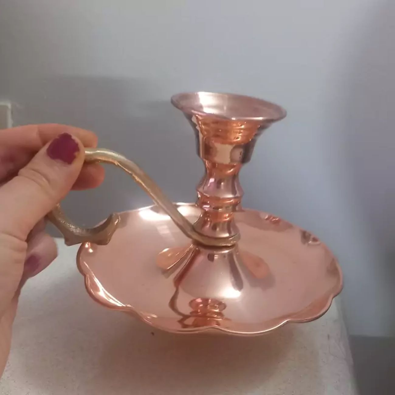 Price and Buy Pair of Handcrafted Elegant and Vintage Style copper candlesticks, nano-coated - Image 4