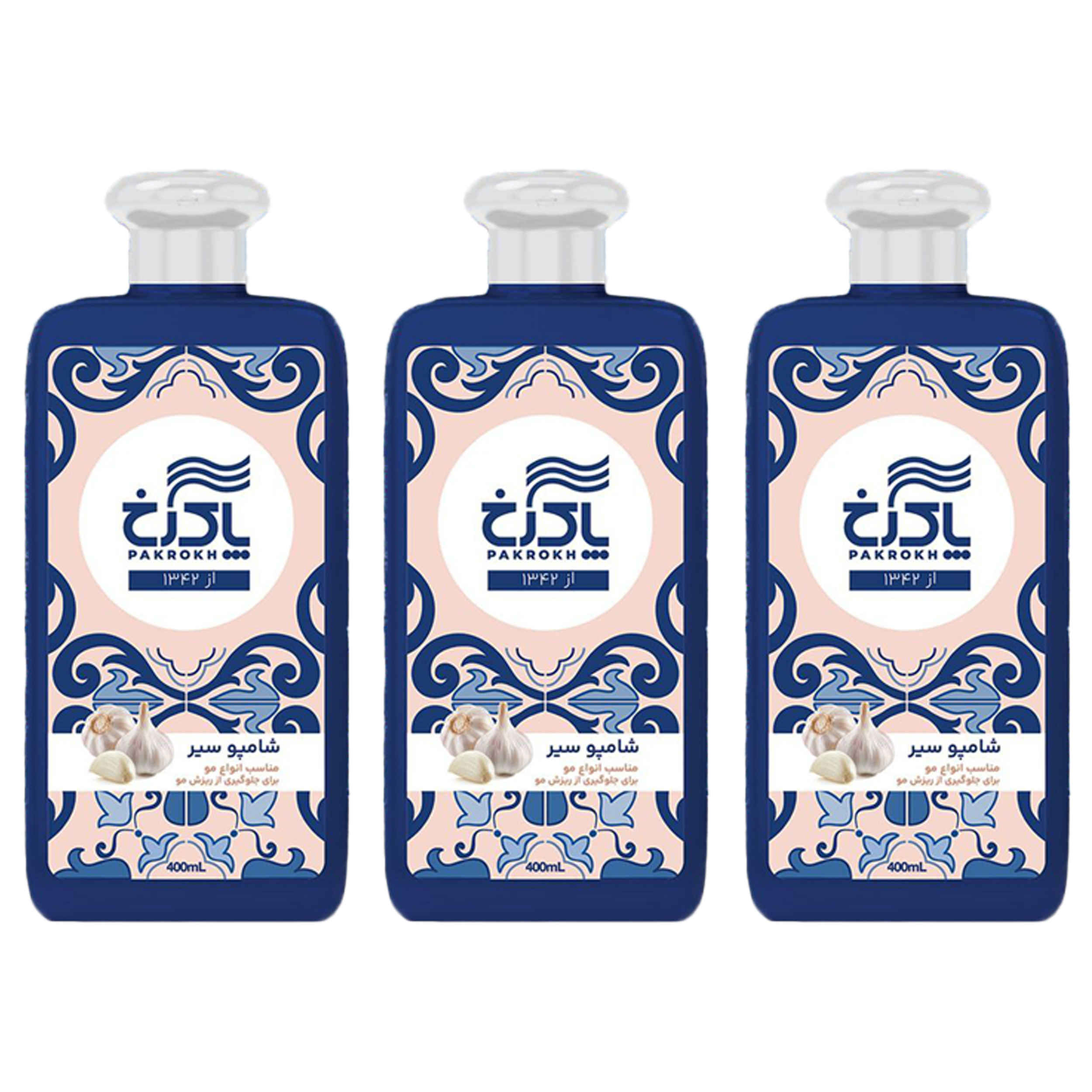 Price and Buy Pakrokh Garlic Hair Shampoo – Suitable for All Hair Types, 400 ml – Set of 3 Pieces_69029f55c4048.jpeg Price and Buy Pakrokh Garlic Hair Shampoo – Suitable for All Hair Types, 400 ml – Set of 3 Pieces - Image 1