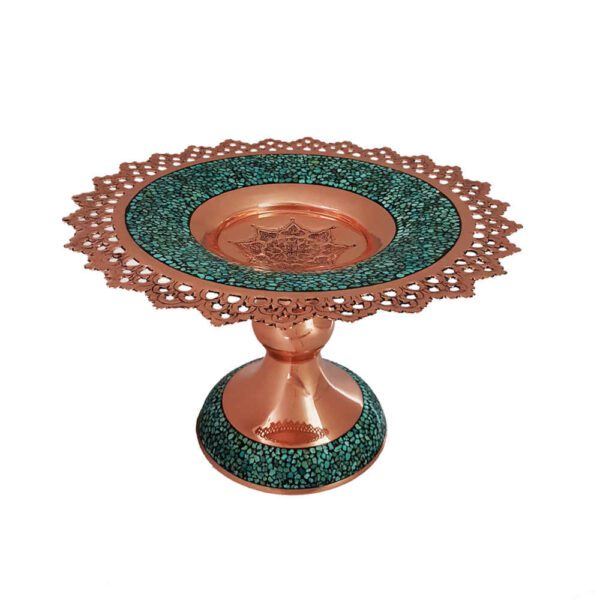 Price and Buy Pedestal Turquoise Inlay Copper Dish Model Hoor