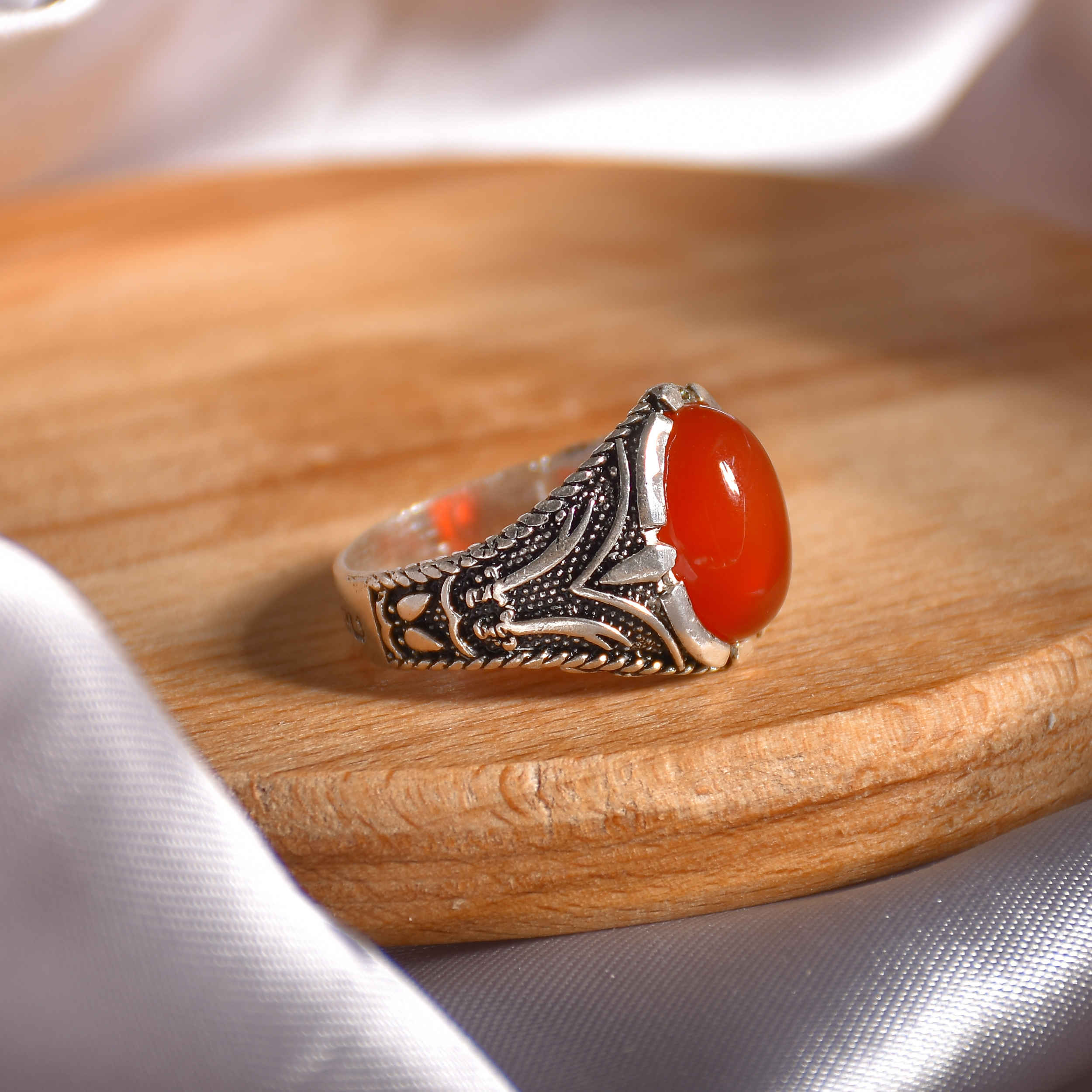 Price and Buy Persian Agate Silver Ring for Men Elegance Red - Image 3