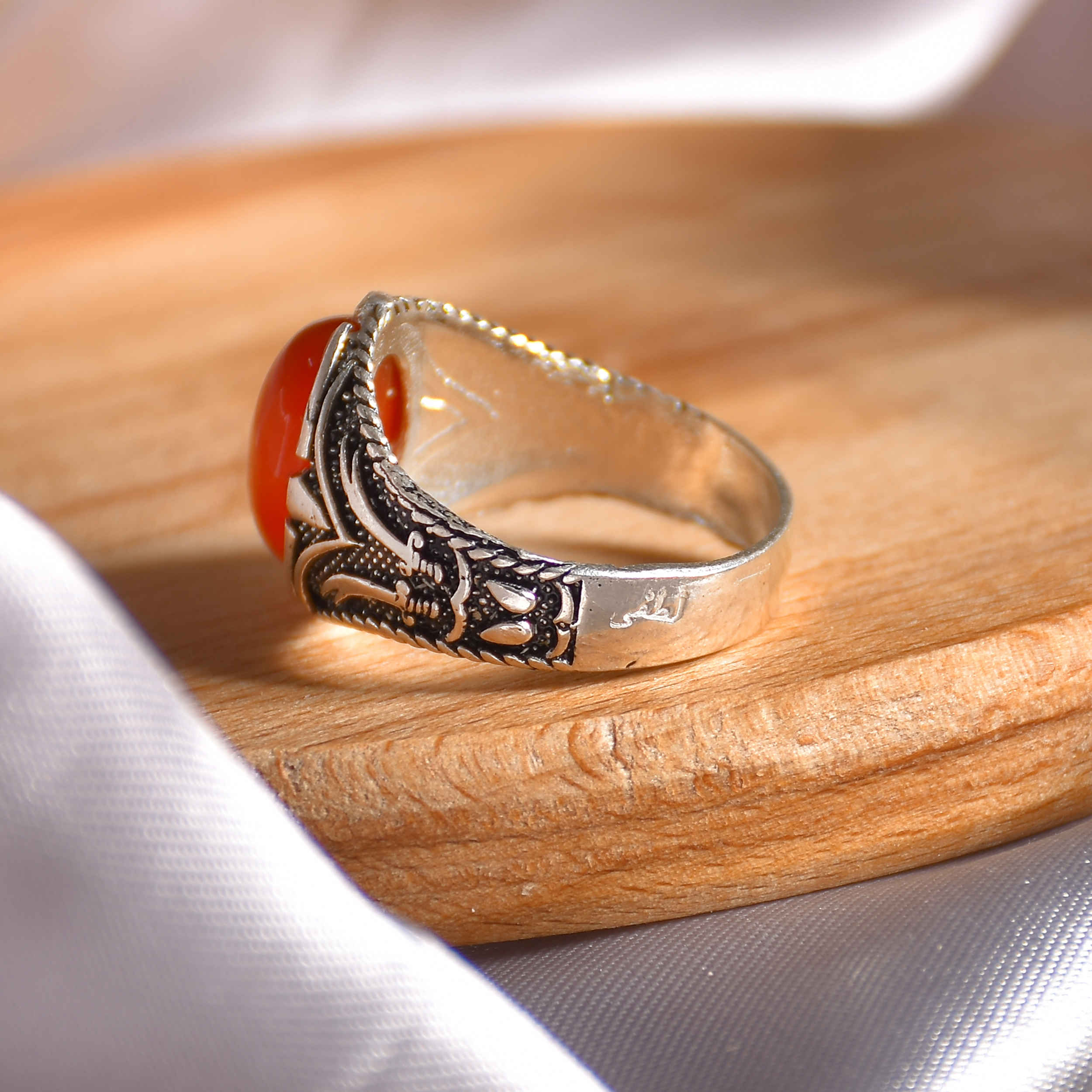 Price and Buy Persian Agate Silver Ring for Men Elegance Red - Image 4