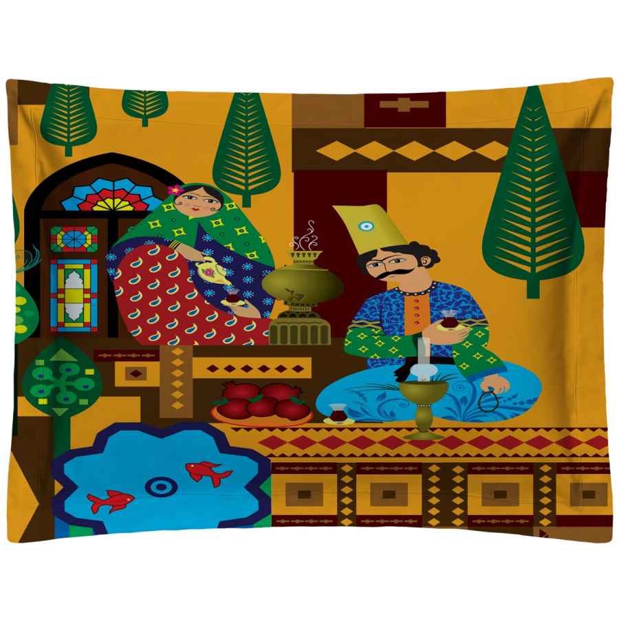 Price and Buy Persian Artistic Pictorial Velvet Pillowcase – Standard Sized Model Khatoon (x2)
