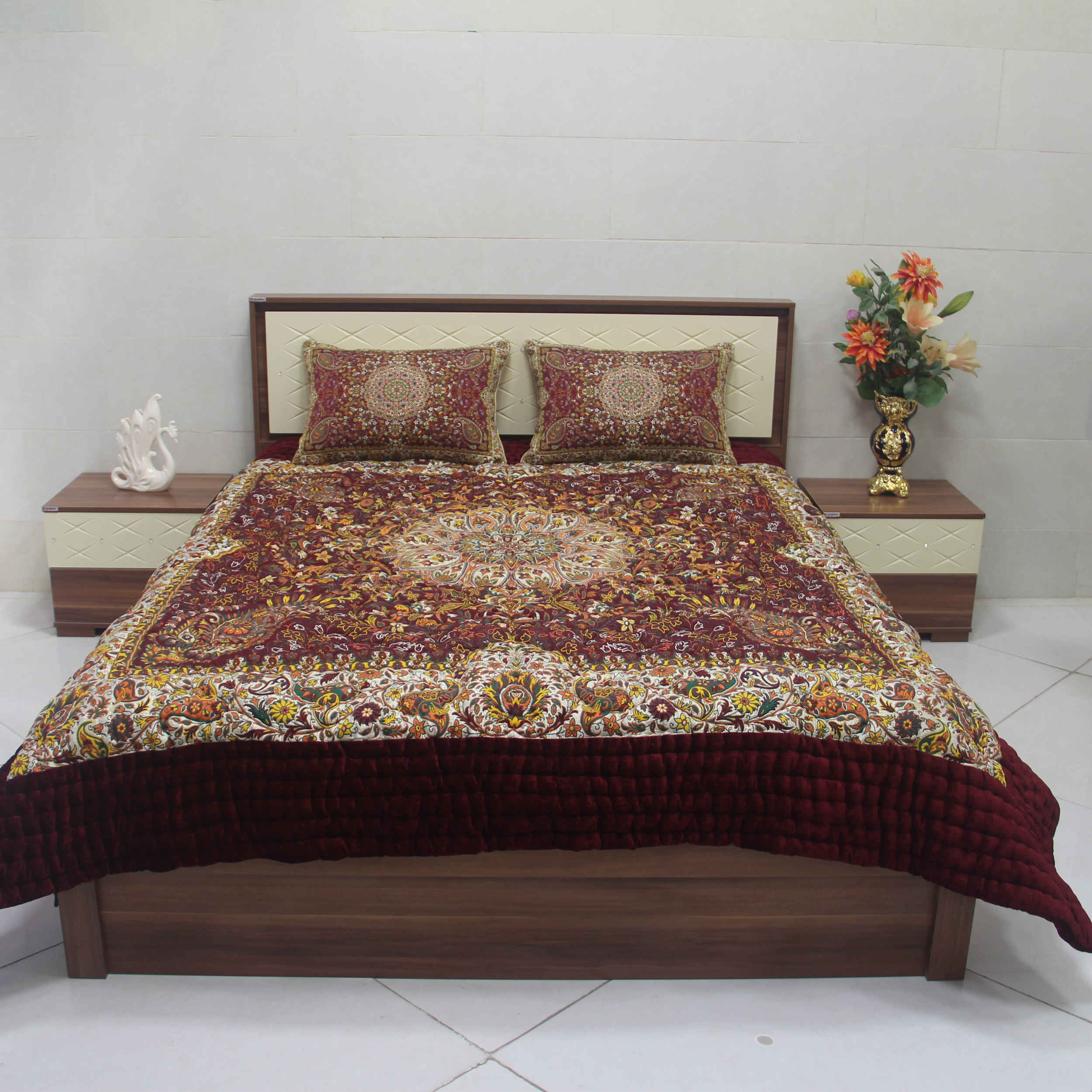 Price and Buy Persian Bedspread Set – Oriental Style Double Size with Termeh Fabric – Nazafarin