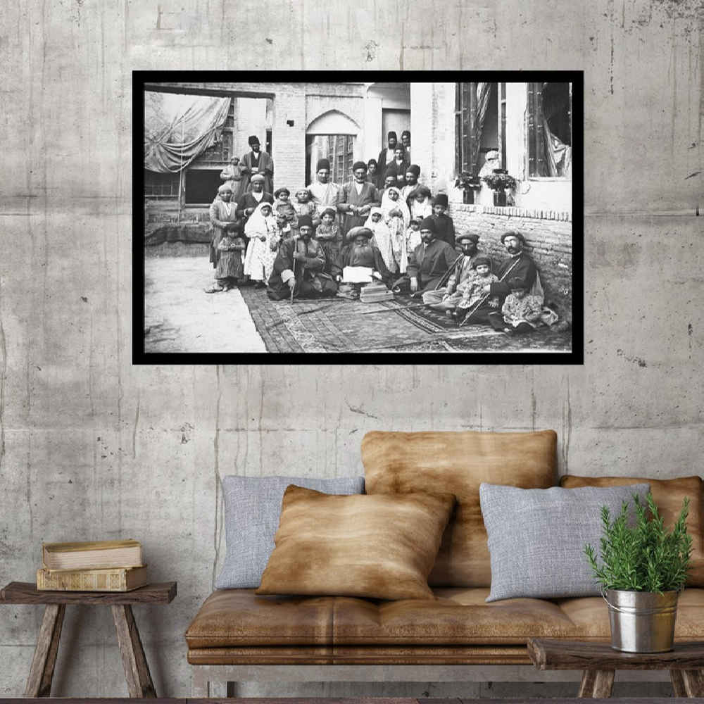 Price and Buy Persian Black and White PVC Print with Frame – Ghajarieh Wall Art - Image 4