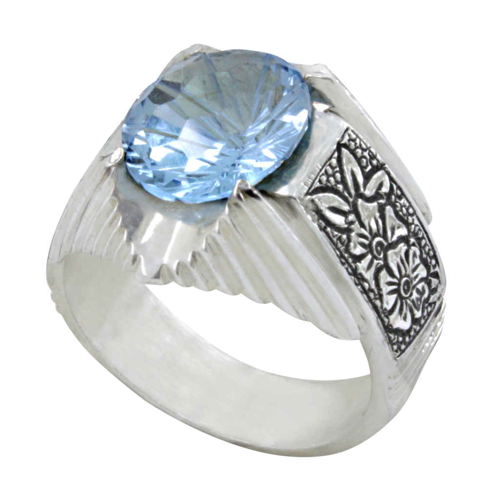 Price and Buy Persian Blue Topaz Silver Ring for Men Arka