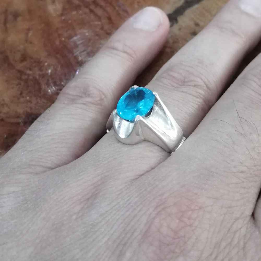 Price and Buy Persian Blue Topaz Silver Ring for Men Dara - Image 3
