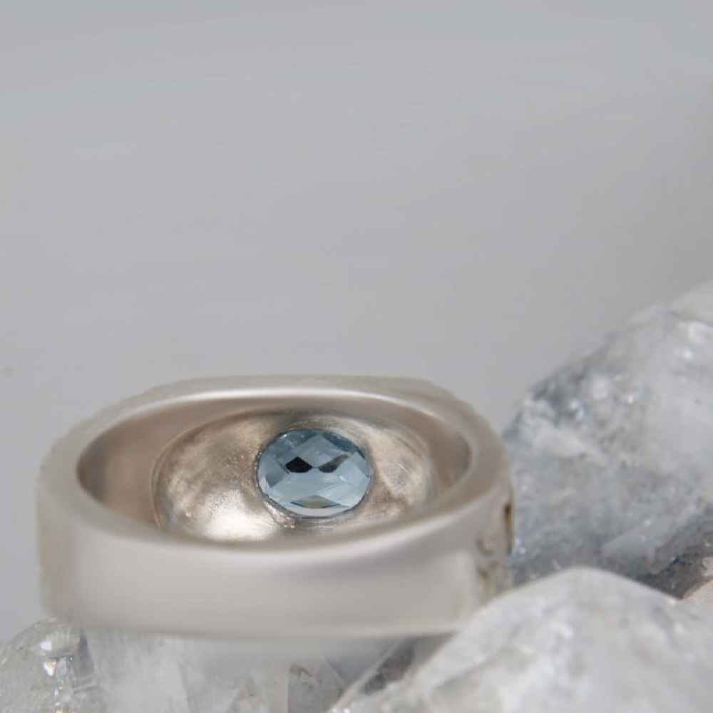 Price and Buy Persian Blue Topaz Silver Ring for Men Emad - Image 3