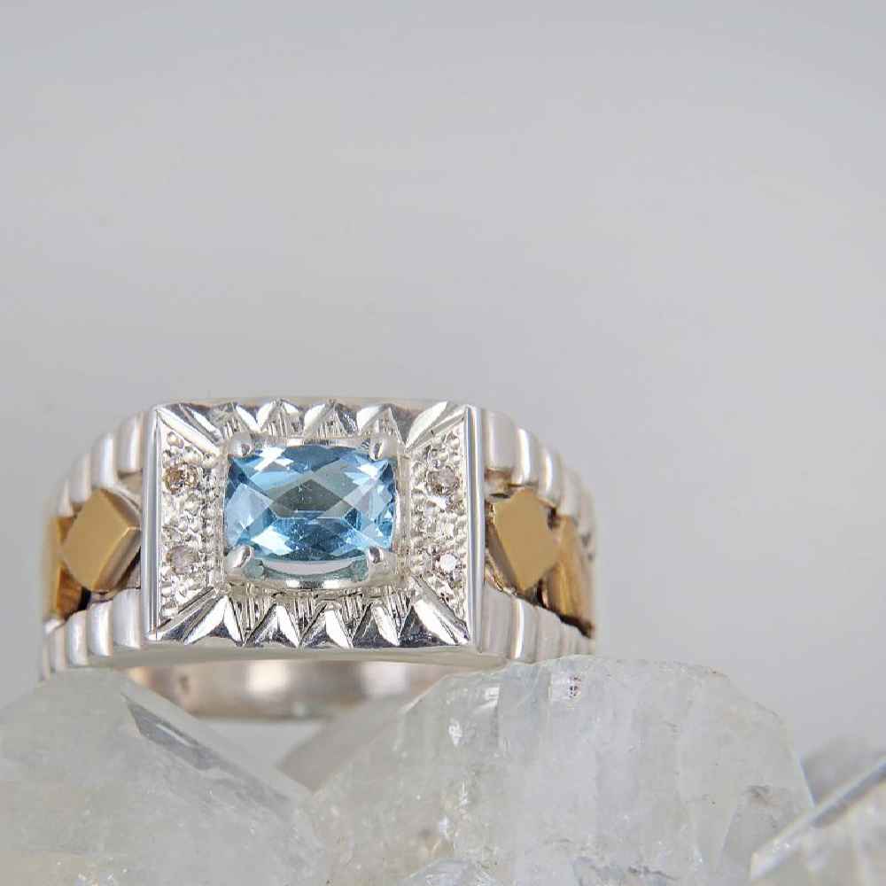Price and Buy Persian Blue Topaz Silver Ring for Men Emad - Image 4