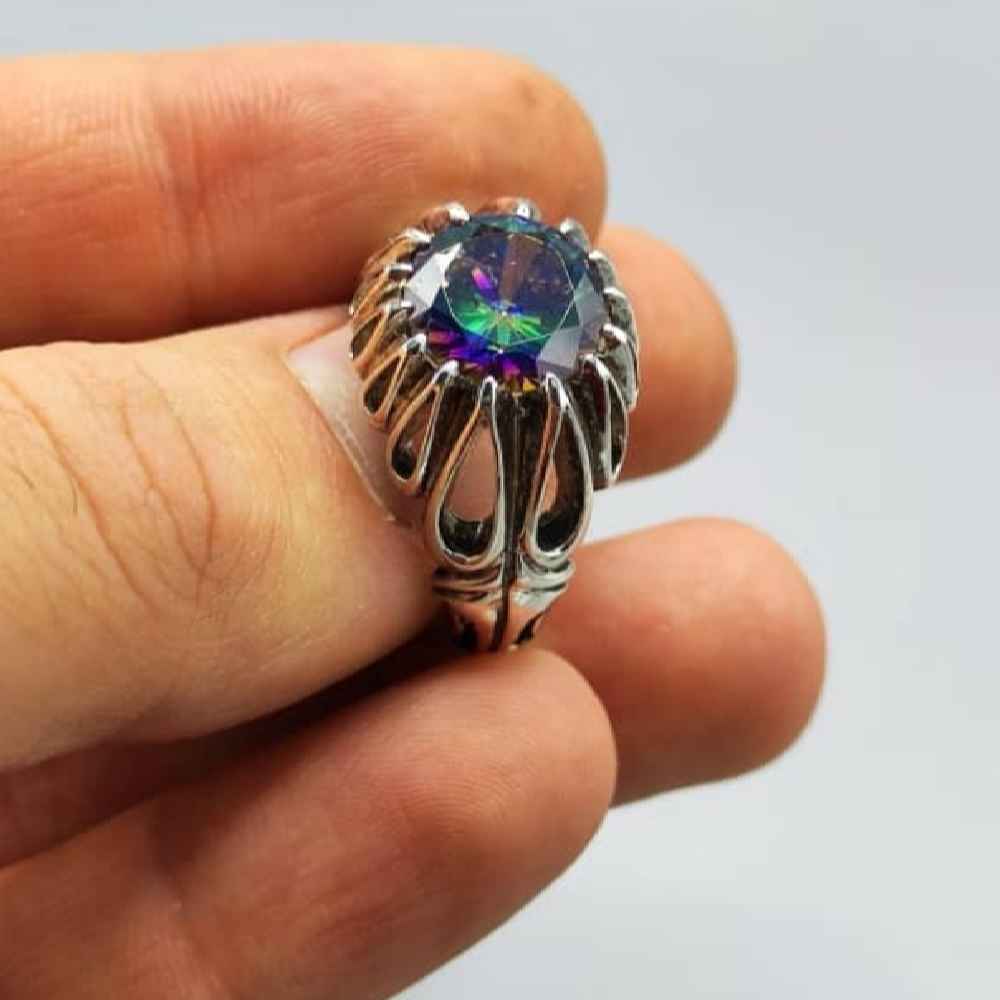 Price and Buy Persian Blue Topaz Silver Ring for Men Hadi - Image 3