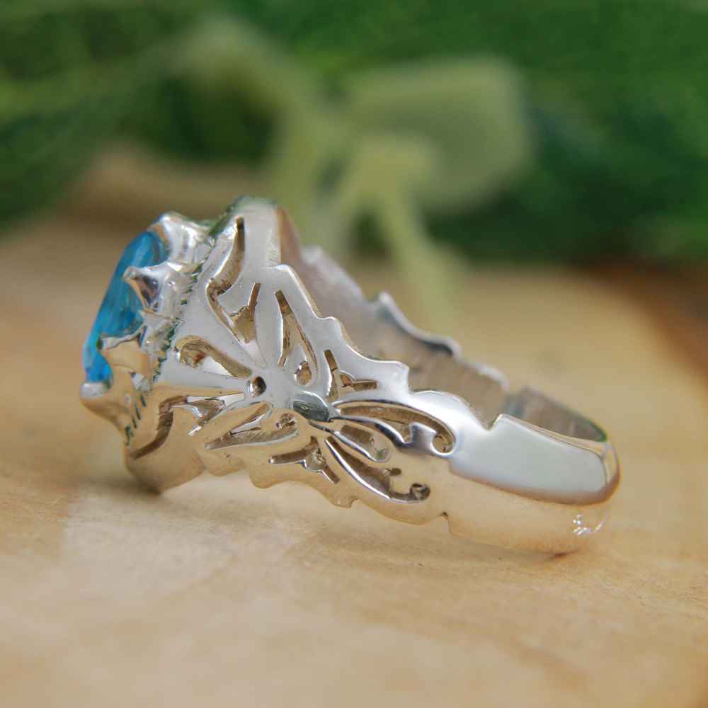 Price and Buy Persian Blue Topaz Silver Ring for Men Milad - Image 3
