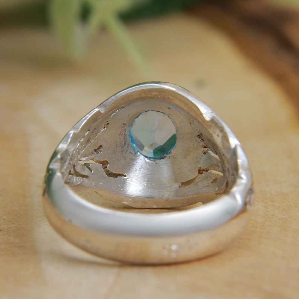 Price and Buy Persian Blue Topaz Silver Ring for Men Milad - Image 5