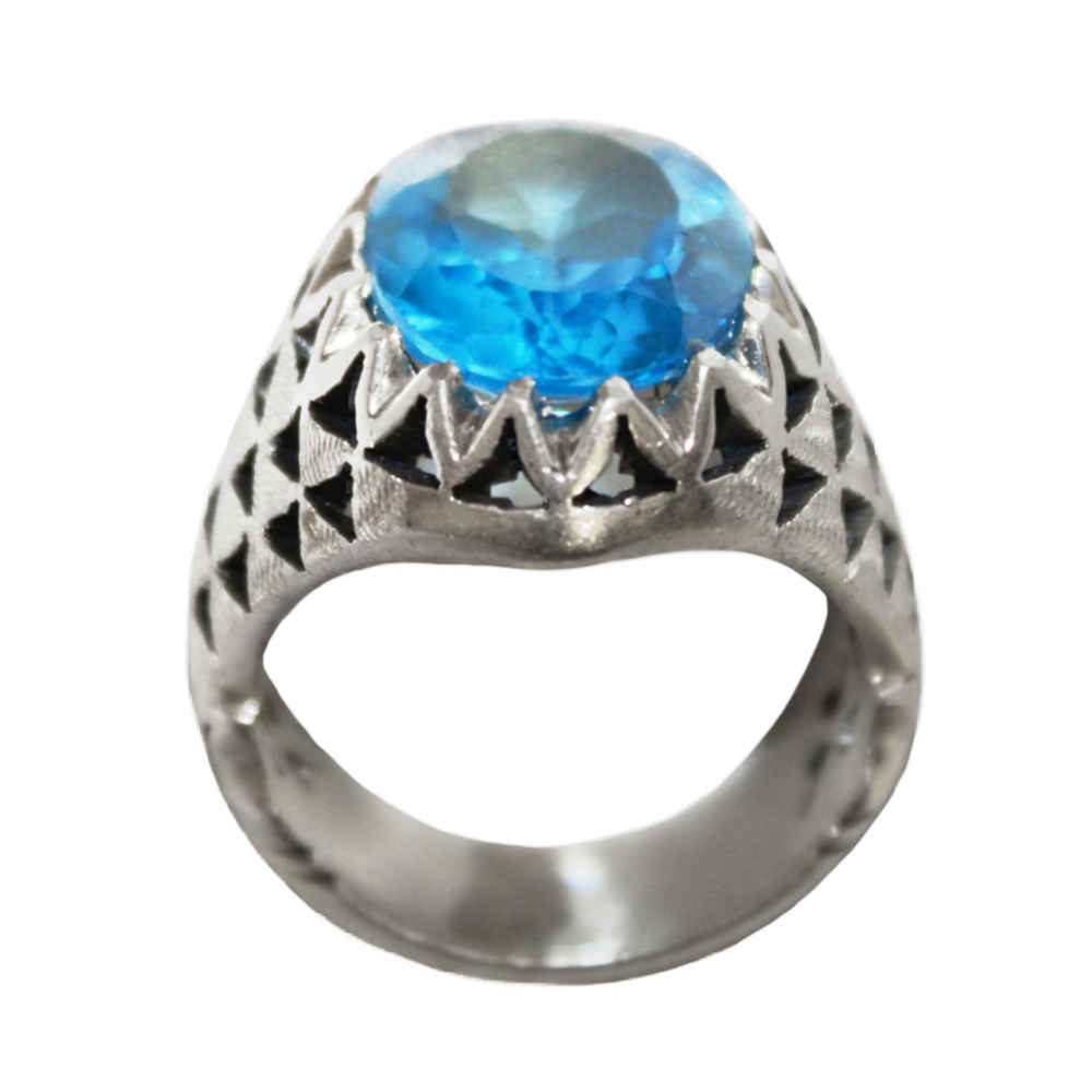 Price and Buy Persian Blue Topaz Silver Ring for Men Musa