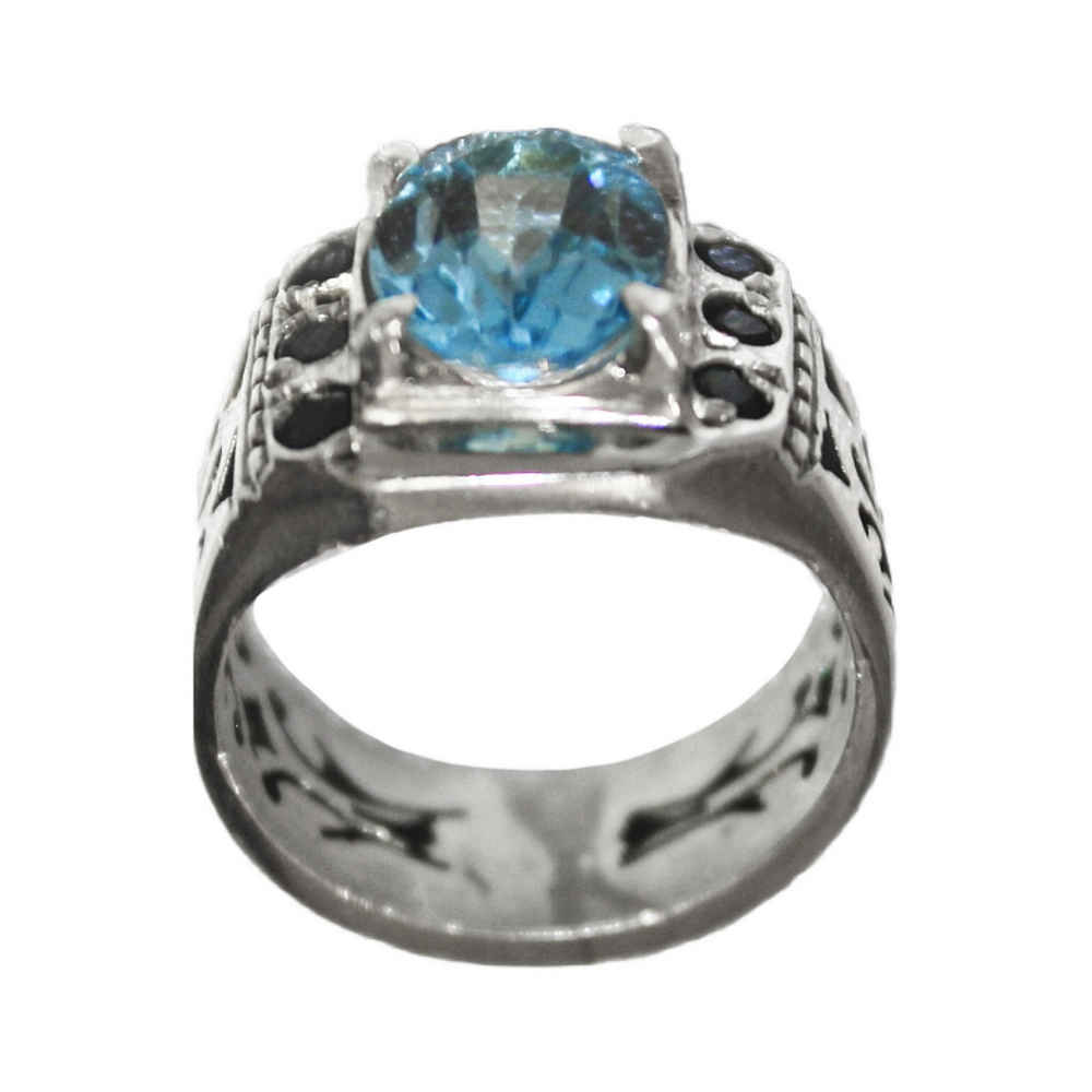 Price and Buy Persian Blue Topaz Silver Ring for Men Vala