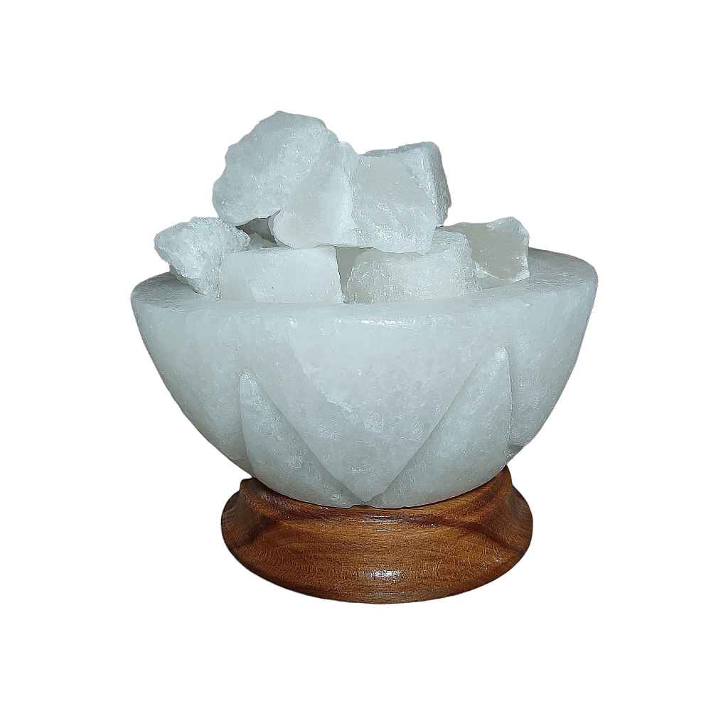 Price and Buy Persian Bowl Salt Lamp – Choobi Model with Wooden Base & Salt Chunks - Image 3