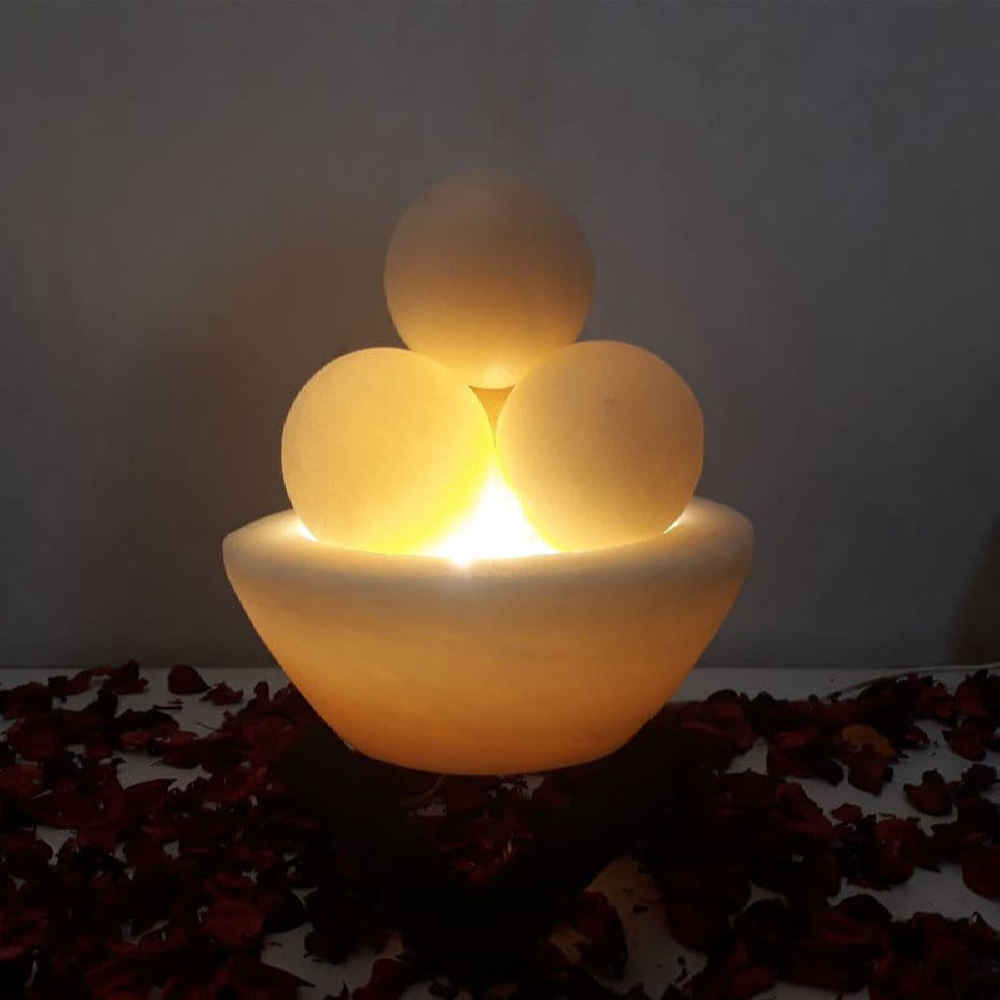 Price and Buy Persian Bowl Salt Lamp – Light Model with Round Salt Chunks & Wooden Base - Image 3