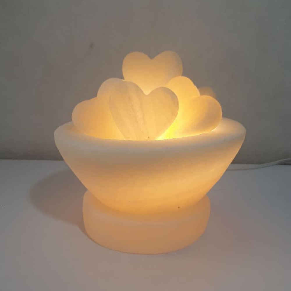 Price and Buy Persian Bowl Salt Lamp – Love Model with Heart-Shaped Salt Chunks - Image 3