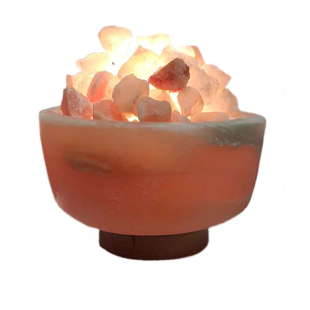 Price and Buy Persian Bowl Salt Lamp – Rima Model with Wooden Base & Salt Chunks - Image 4