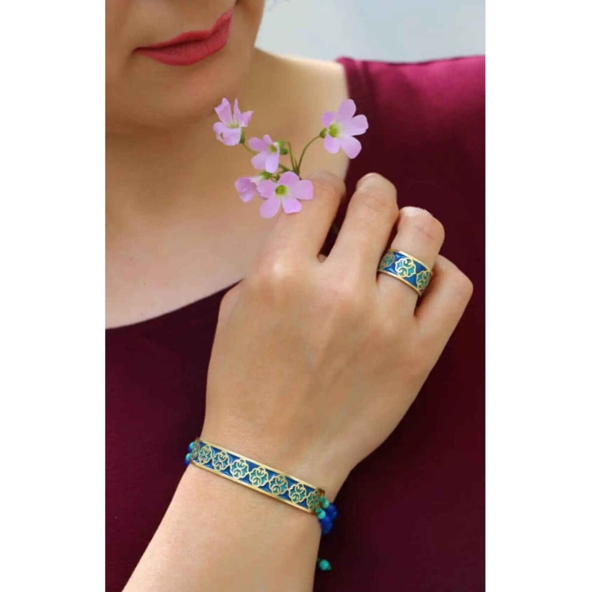 Price and Buy Persian Brass Bracelet & Ring Set Model Eslimi - Image 3