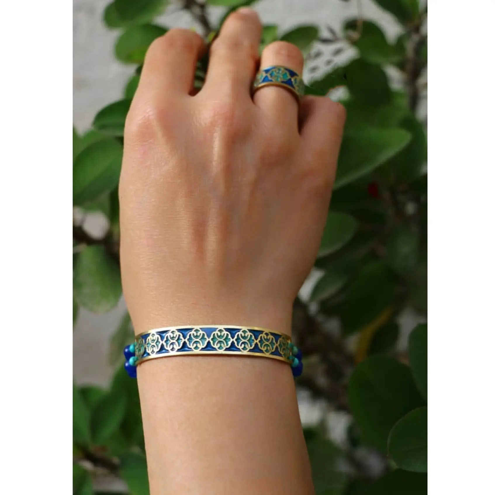 Price and Buy Persian Brass Bracelet & Ring Set Model Eslimi - Image 4