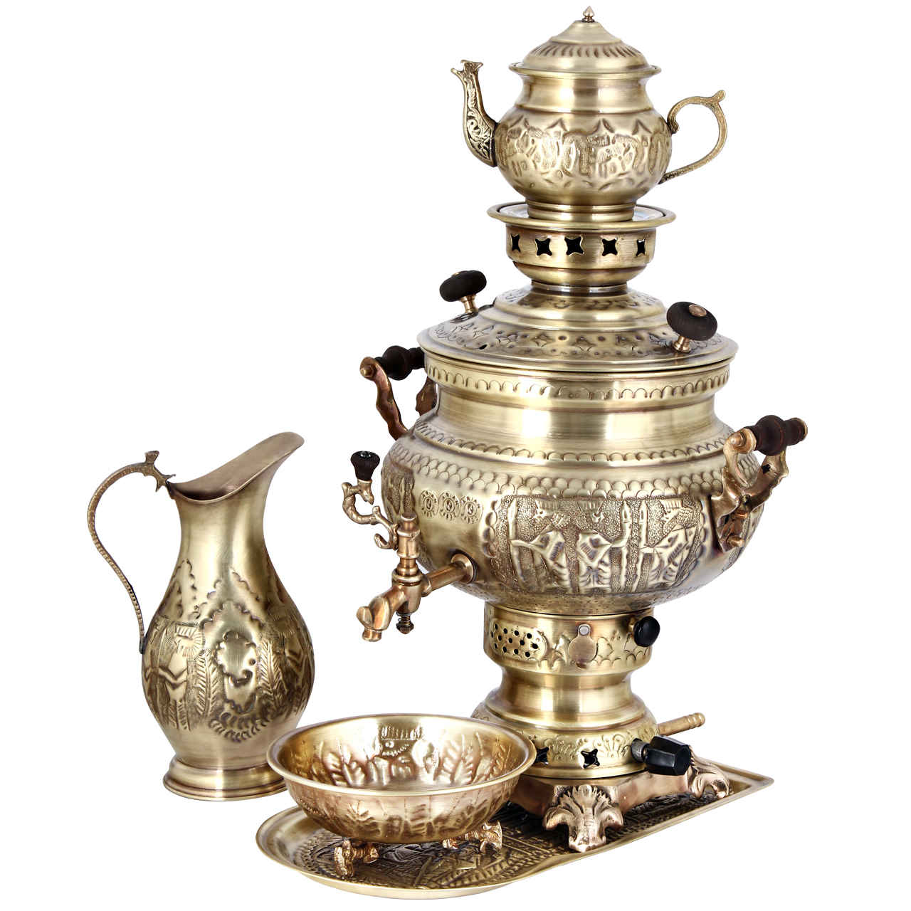 Price and Buy Persian Brass Gas Samovar Traditional Design Tea Maker Achaemenes Motifs 8-Liter