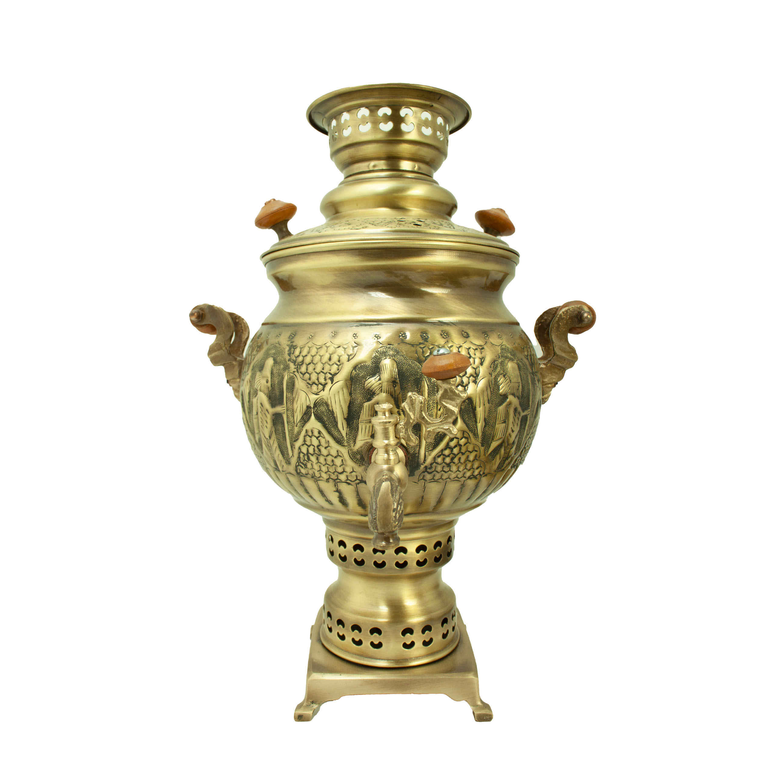Price and Buy Persian Brass Samovar Decorative Charcoal Tea Maker with Achaemenid Design 5-Liter - Image 3