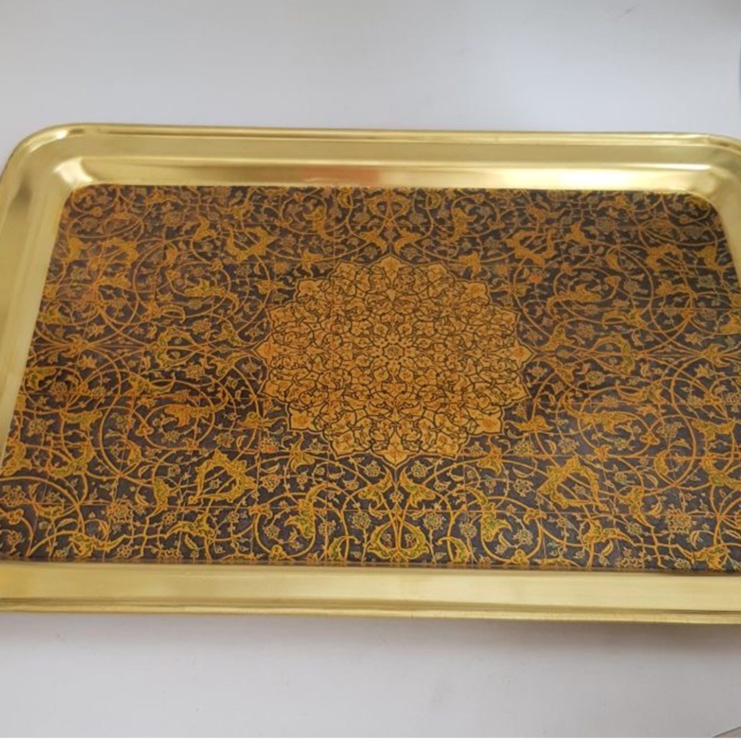 Price and Buy Persian Brass Serving Tray with Elegant Persian Floral Motifs - Image 3