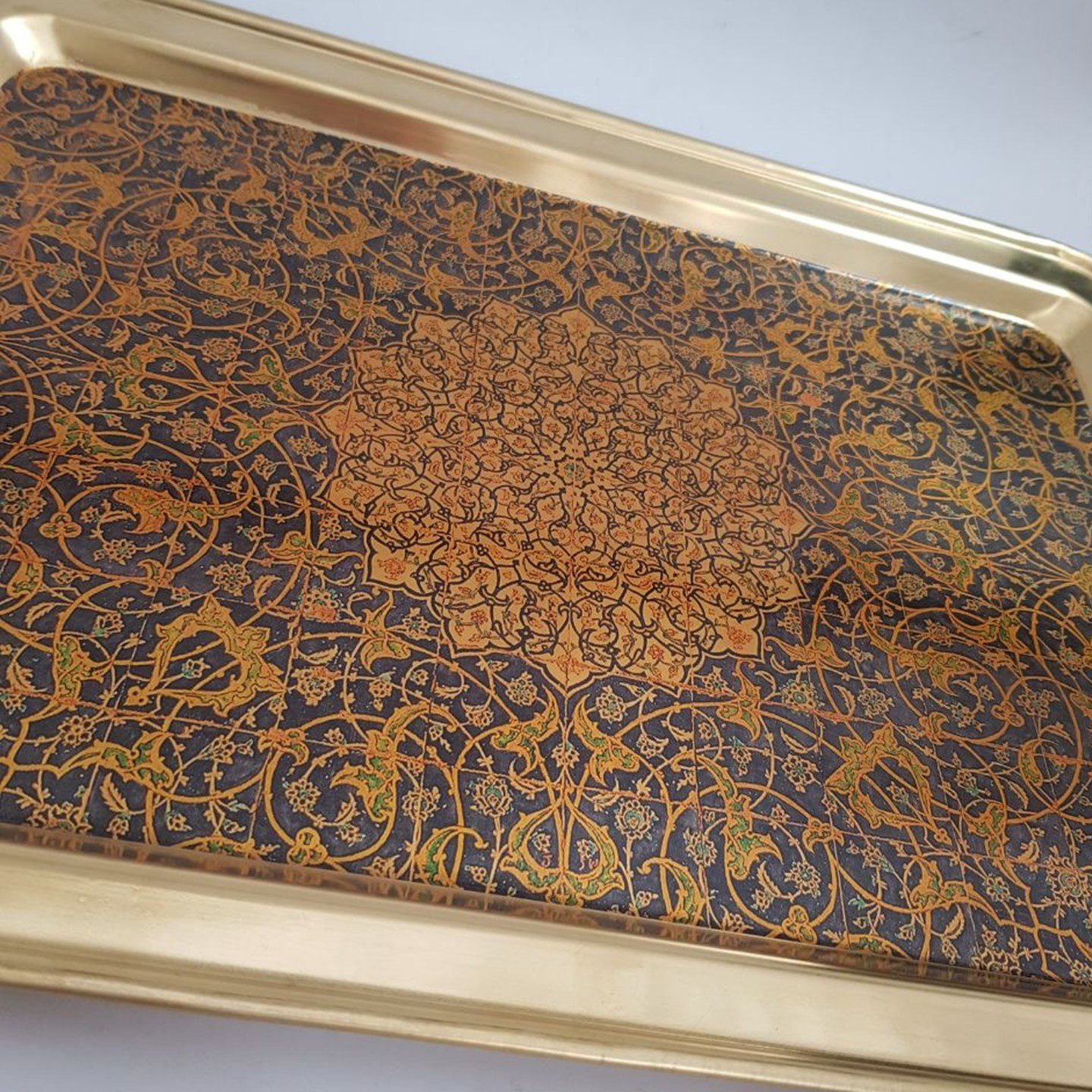 Price and Buy Persian Brass Serving Tray with Elegant Persian Floral Motifs - Image 4