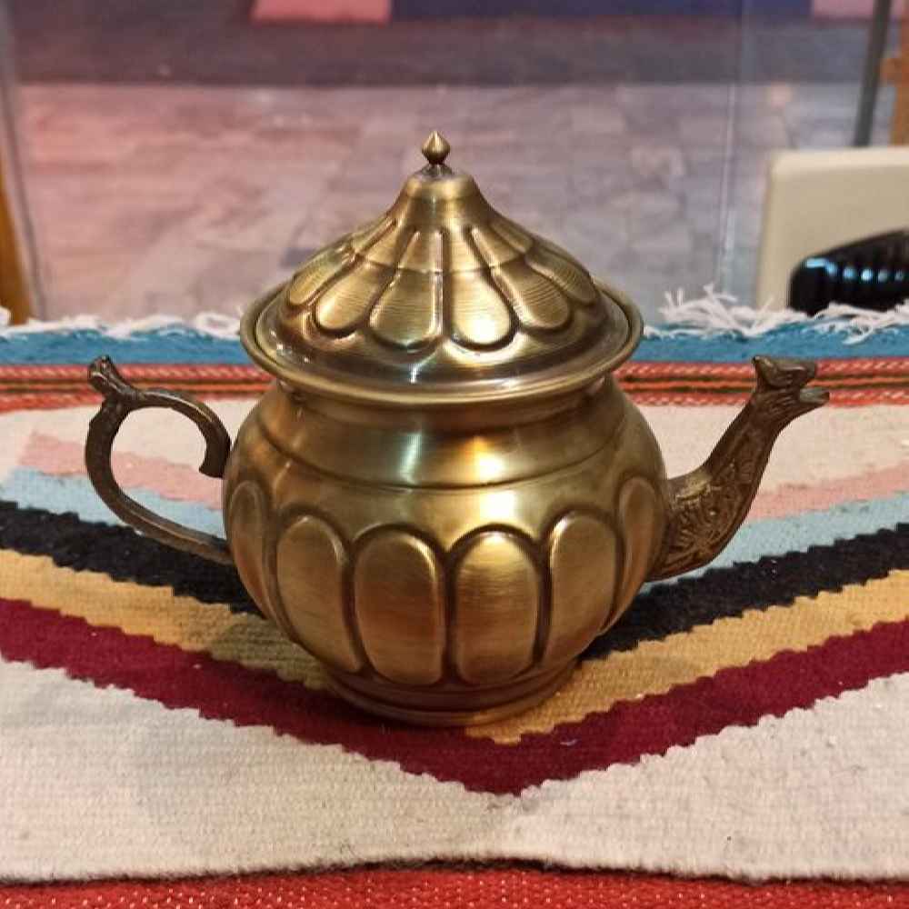 Price and Buy Persian Brass Teapot Handcrafted with Elegant Etched Design Lined