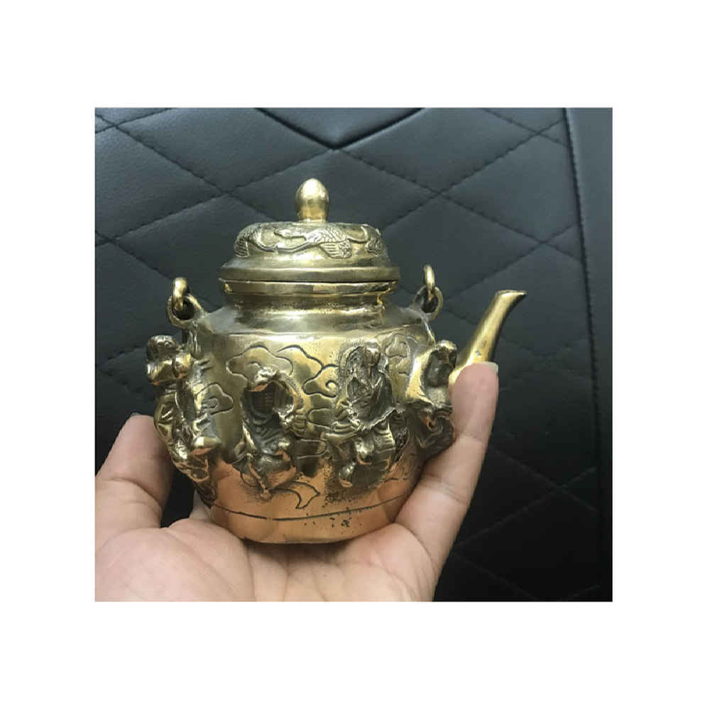 Price and Buy Persian Brass Teapot Handcrafted with Elegant Floral Design Gang - Image 5