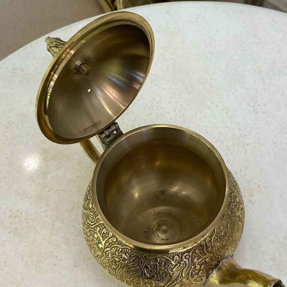 Price and Buy Persian Brass Teapot Handcrafted with Elegant Floral Design Lux - Image 3