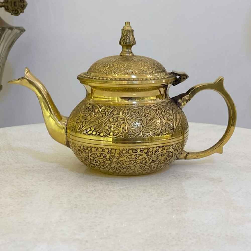 Price and Buy Persian Brass Teapot Handcrafted with Elegant Floral Design Lux - Image 4