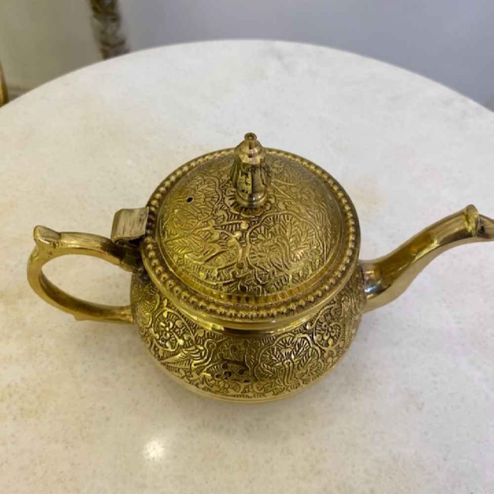 Price and Buy Persian Brass Teapot Handcrafted with Elegant Floral Design Lux - Image 5