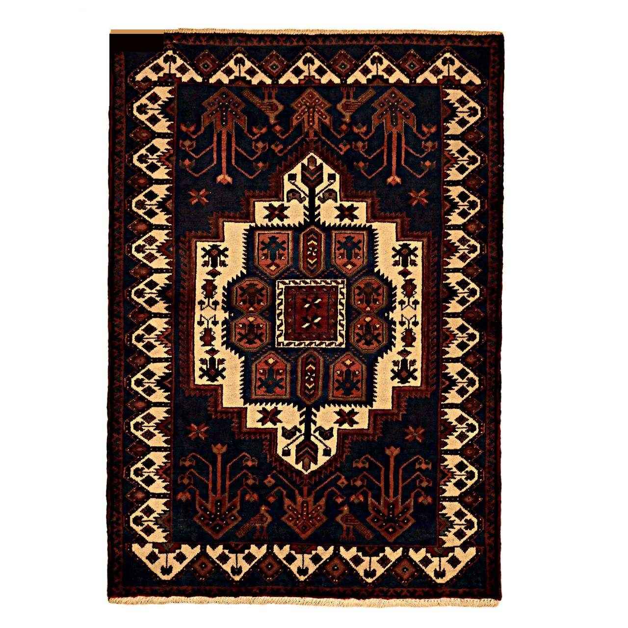 Price and Buy Persian Carpet Intricately Hand-Knotted Medallion Wool Navy Blue