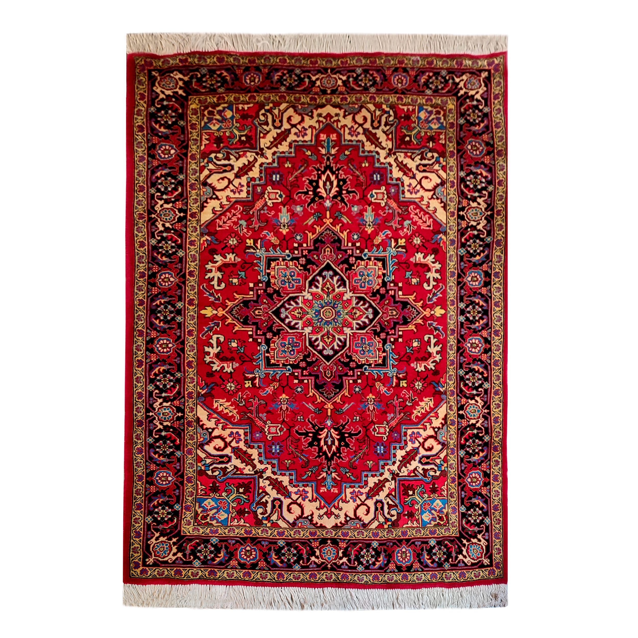 Price and Buy Persian Carpet with Wool Hand-Knotted in Tabriz Heriz Red