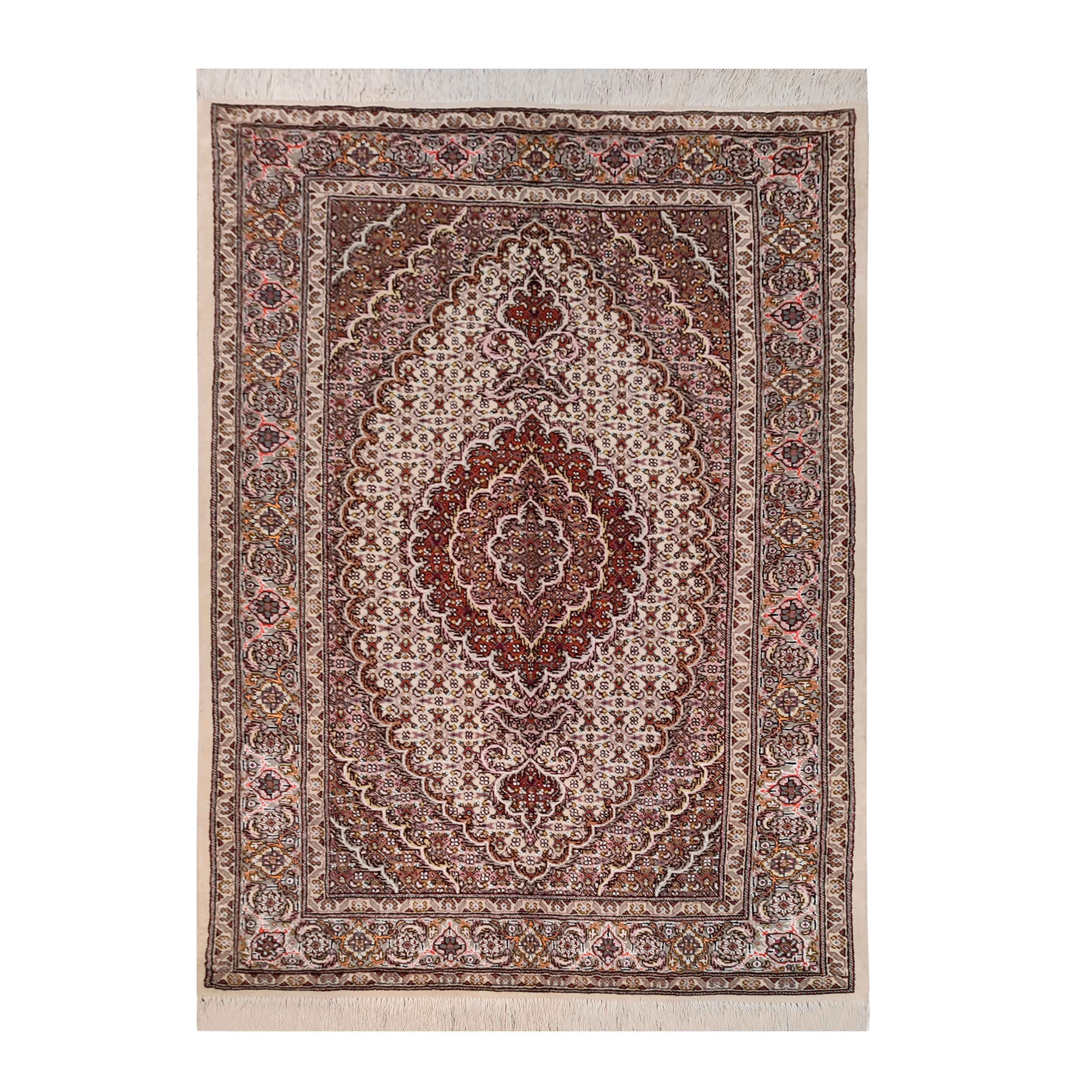 Price and Buy Persian Carpet with Wool Hand-Knotted in Tabriz Riz Mahi Brown