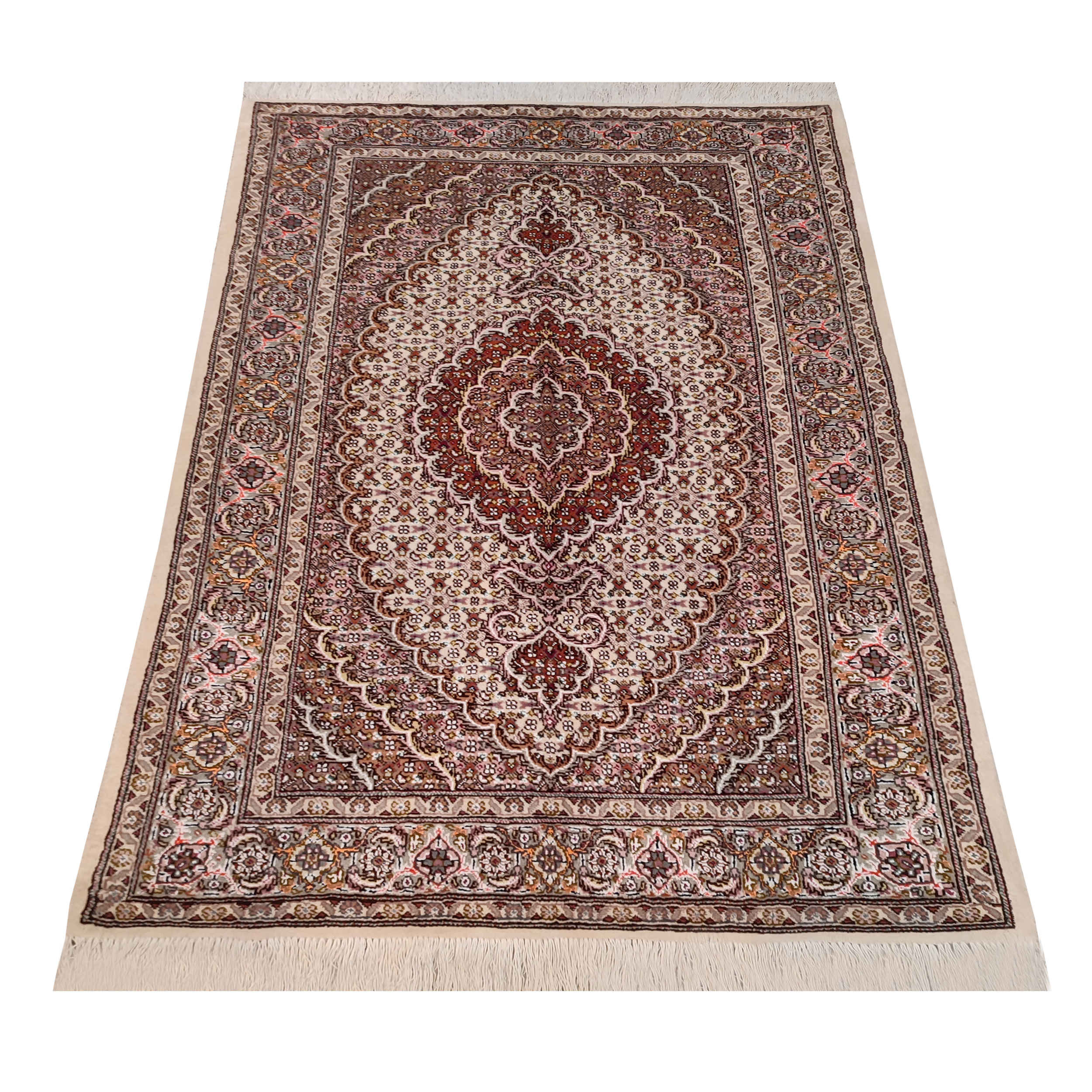 Price and Buy Persian Carpet with Wool Hand-Knotted in Tabriz Riz Mahi Brown - Image 5