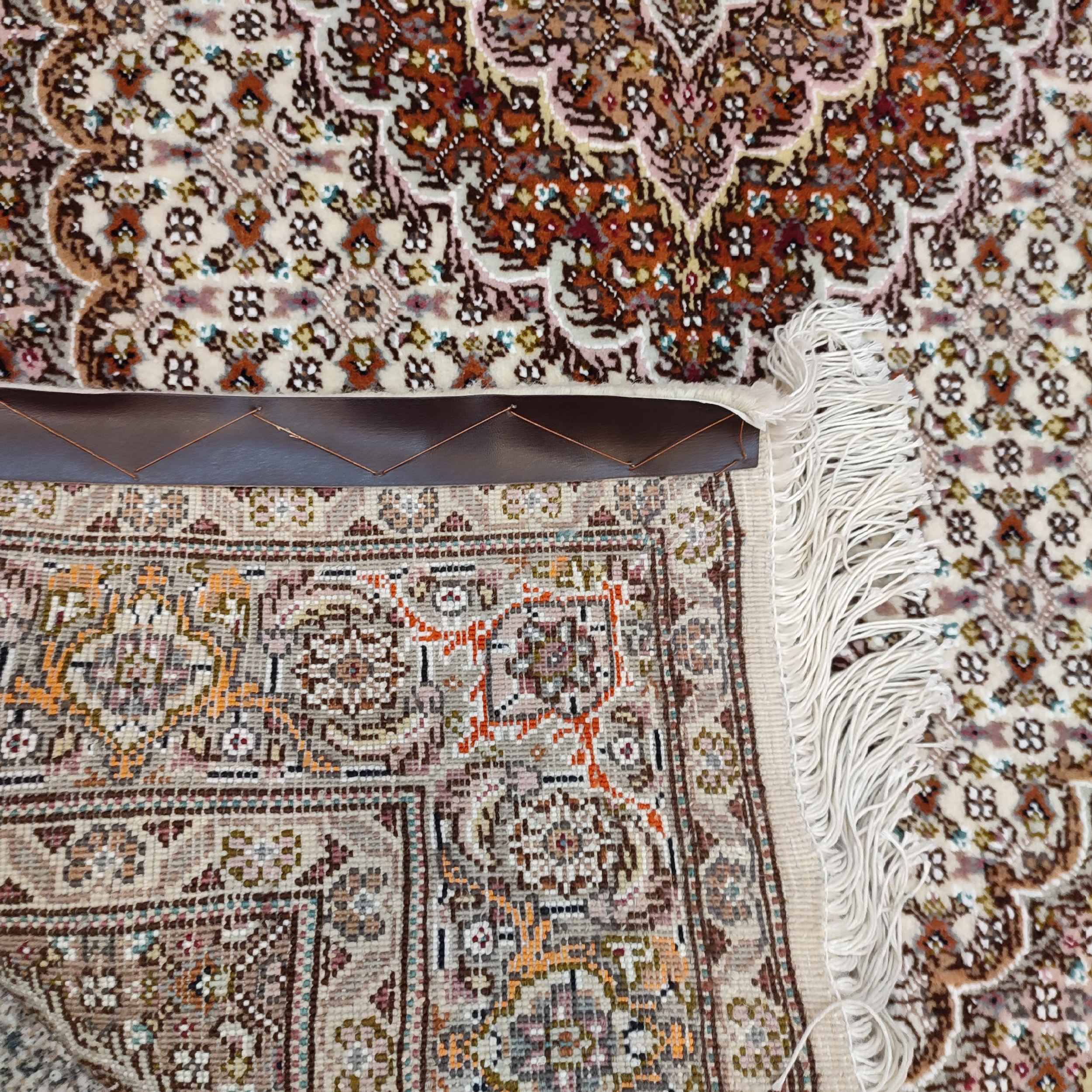 Price and Buy Persian Carpet with Wool Hand-Knotted in Tabriz Riz Mahi Brown - Image 6