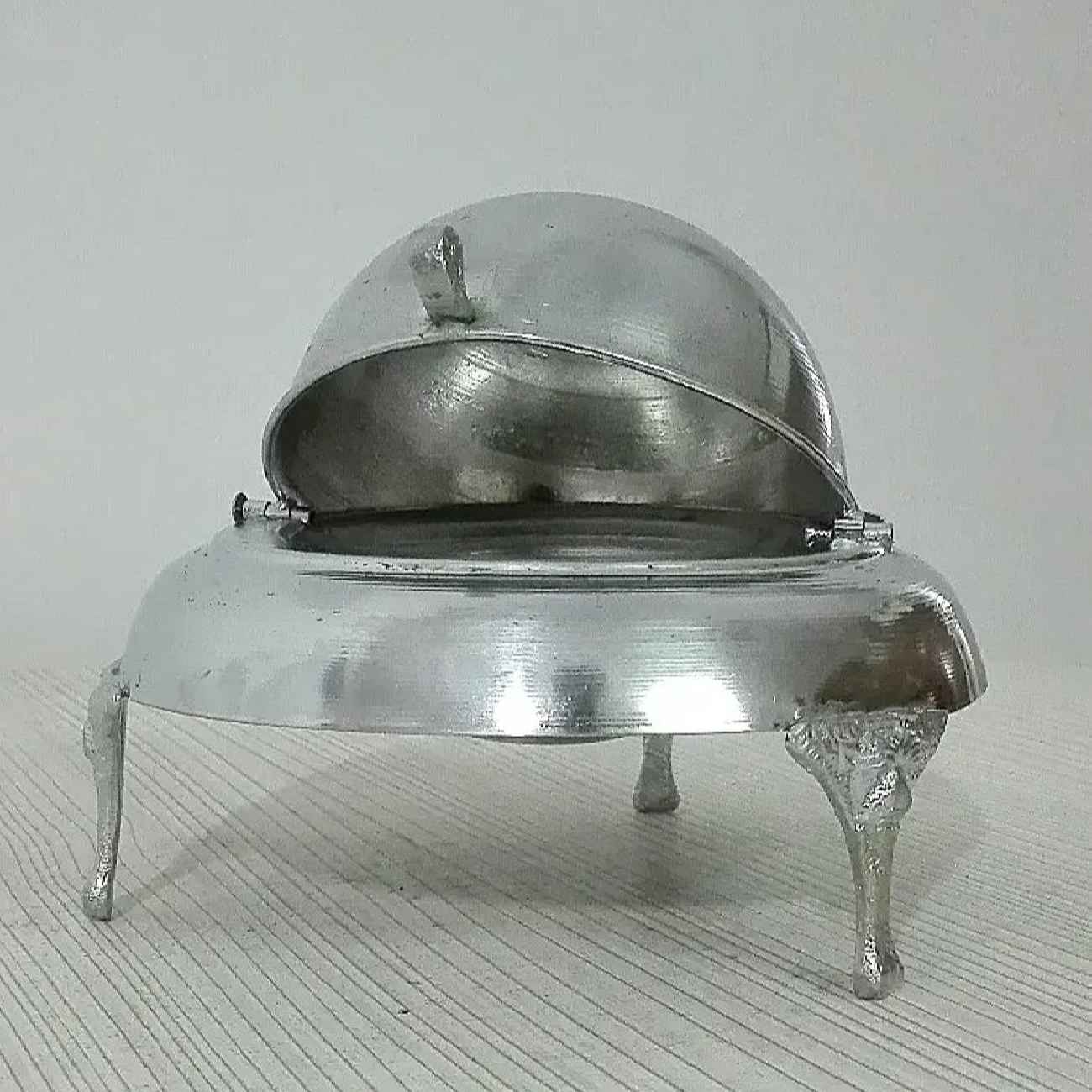 Price and Buy Persian Caviar Server Roll Top Brass Footed Silver