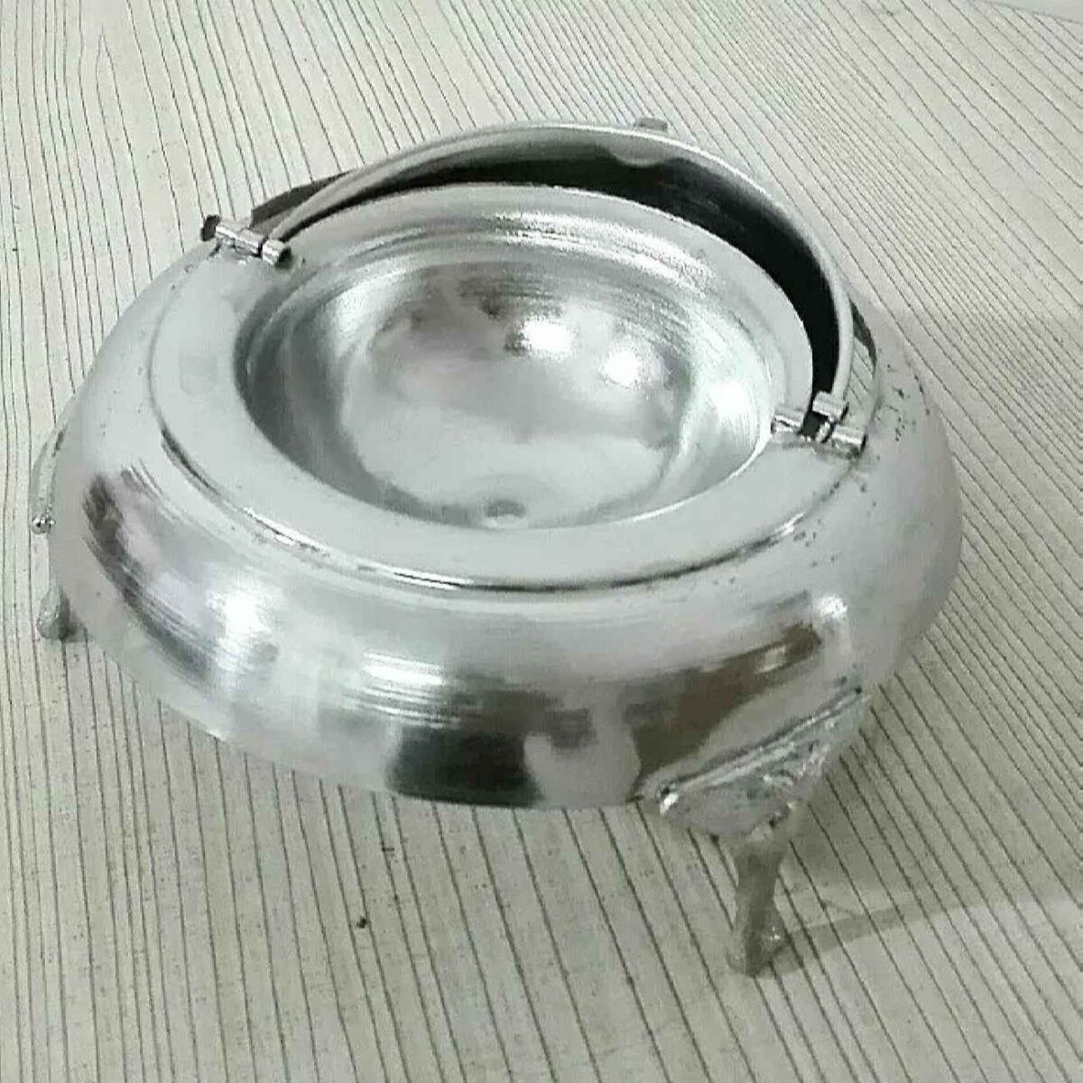 Price and Buy Persian Caviar Server Roll Top Brass Footed Silver - Image 3