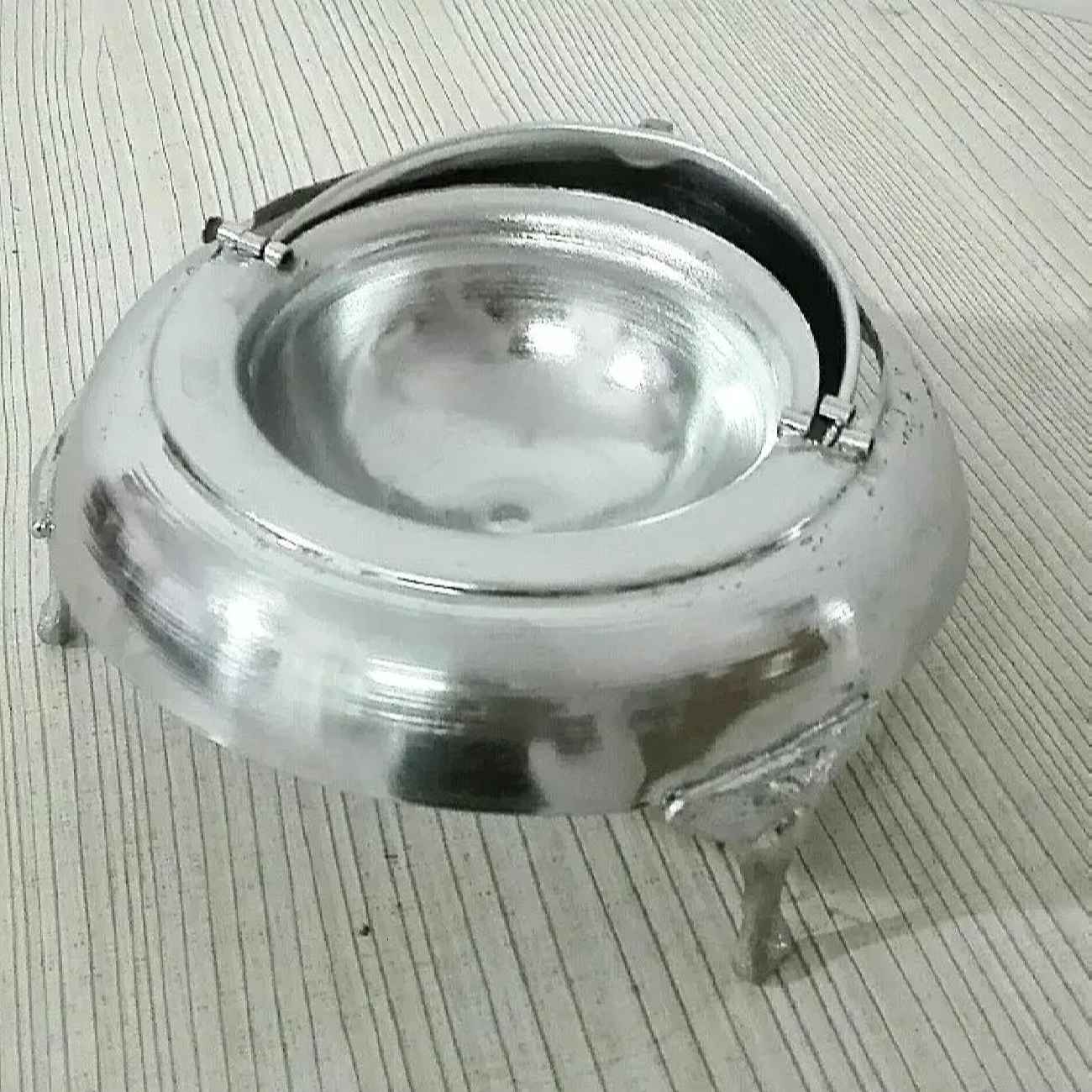Price and Buy Persian Caviar Server Roll Top Brass Footed Silver - Image 3
