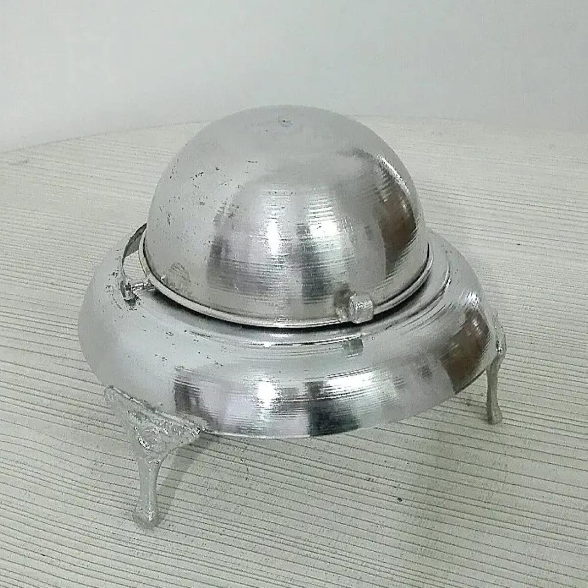 Price and Buy Persian Caviar Server Roll Top Brass Footed Silver - Image 4