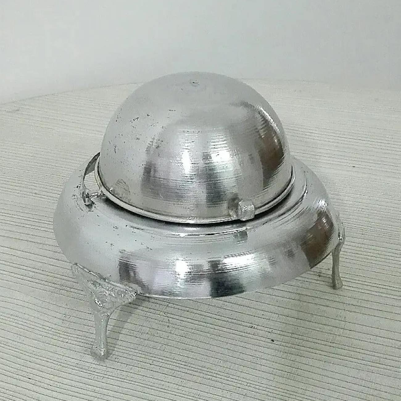 Price and Buy Persian Caviar Server Roll Top Brass Footed Silver - Image 4