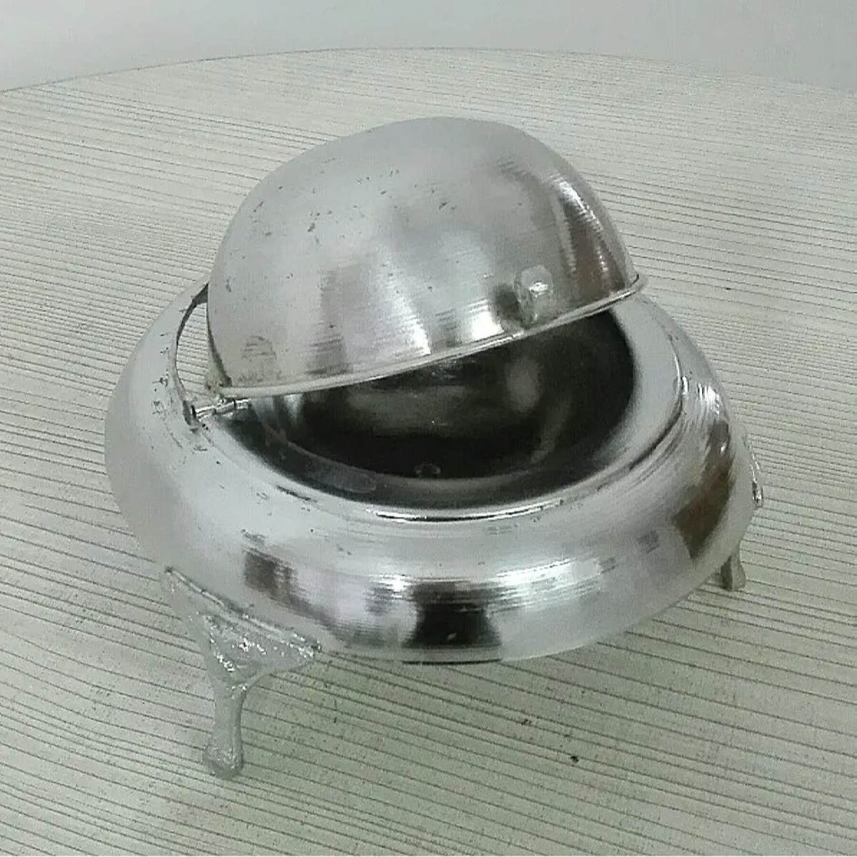 Price and Buy Persian Caviar Server Roll Top Brass Footed Silver - Image 5