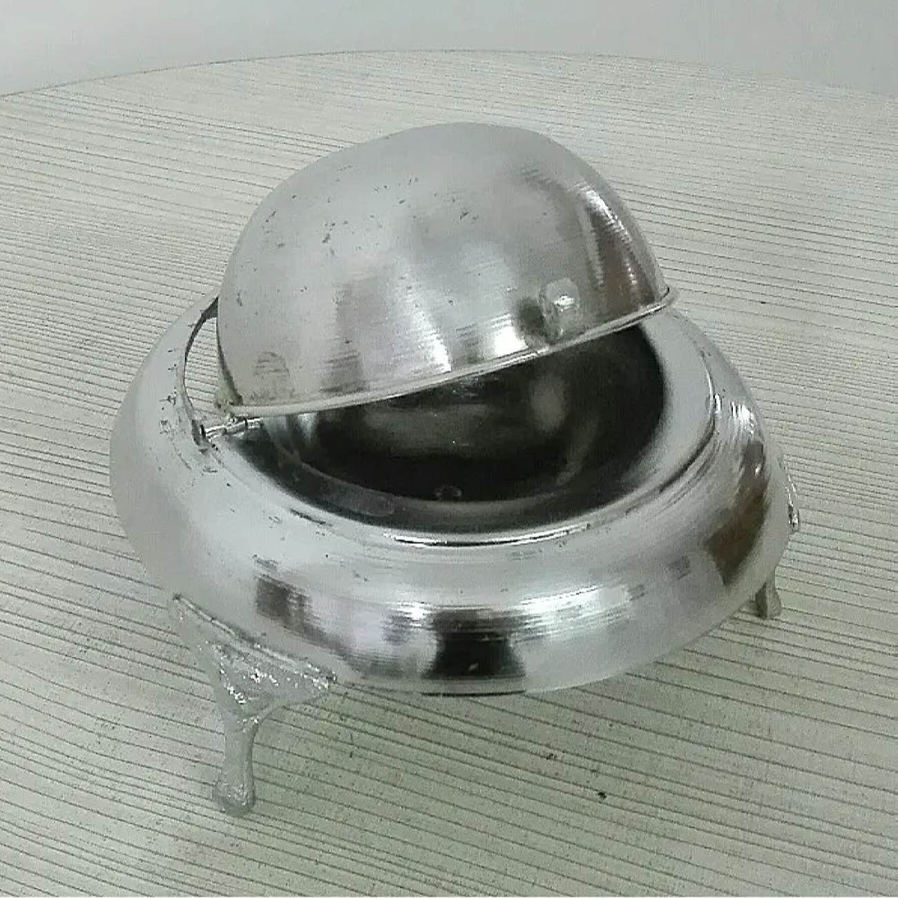 Price and Buy Persian Caviar Server Roll Top Brass Footed Silver - Image 5