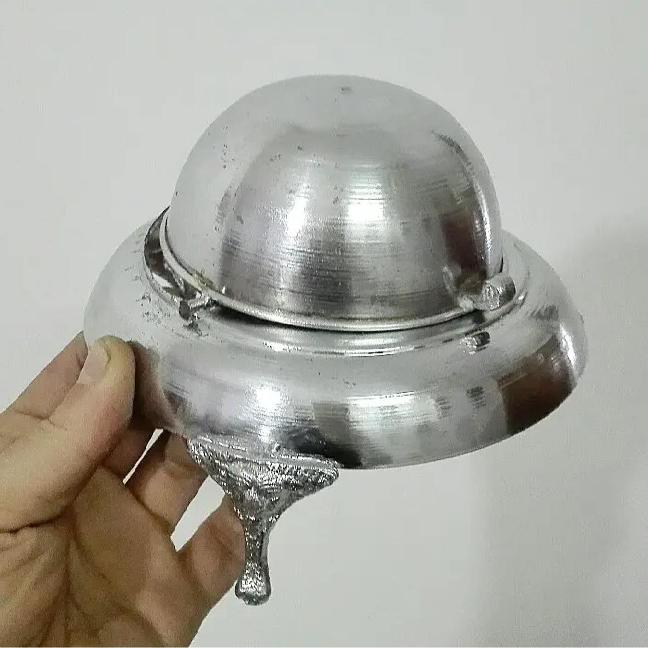 Price and Buy Persian Caviar Server Roll Top Brass Footed Silver - Image 6